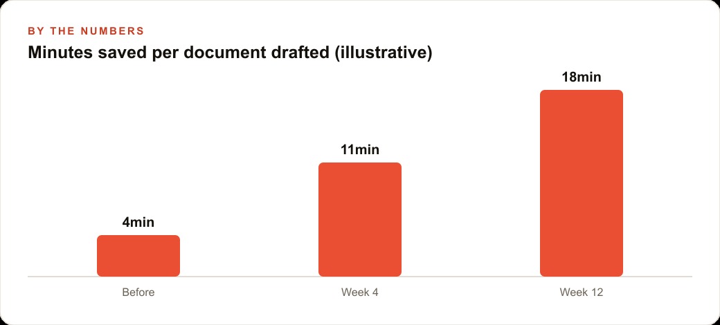 Minutes saved per document drafted (illustrative)