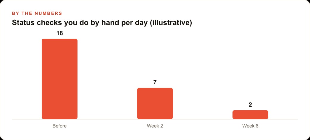 Status checks you do by hand per day (illustrative)