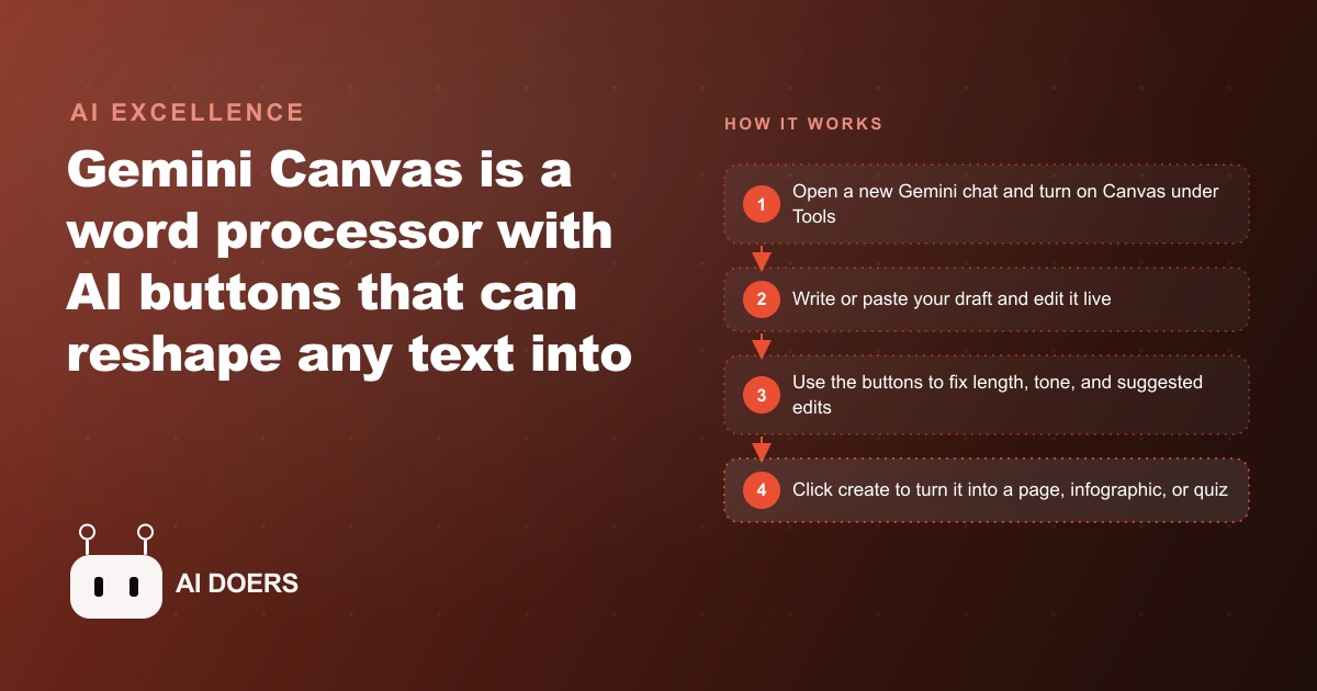 Gemini Canvas: Turn Any Text Into a Web Page, Quiz, or Infographic in One Click