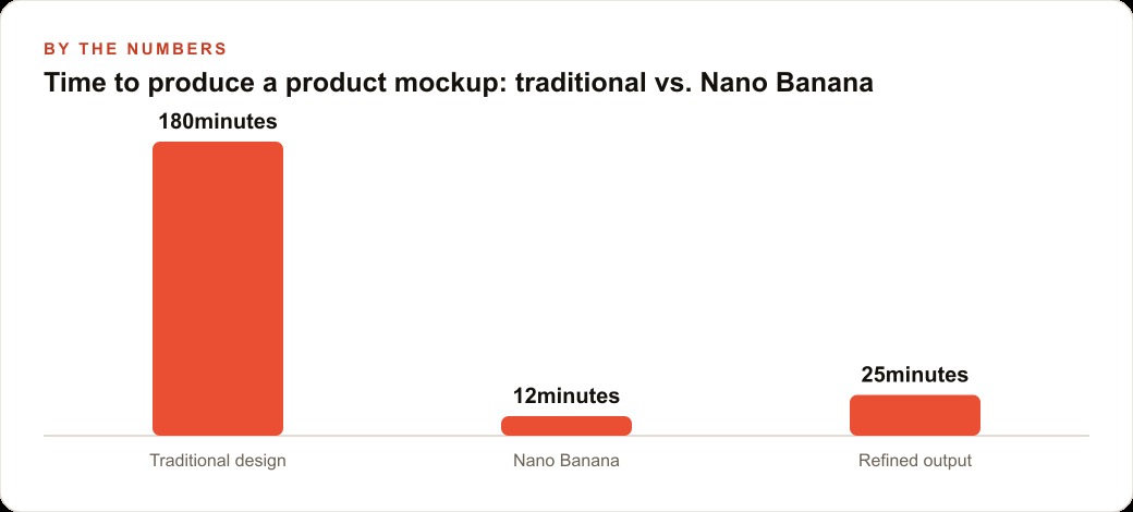 Time to produce a product mockup: traditional vs. Nano Banana