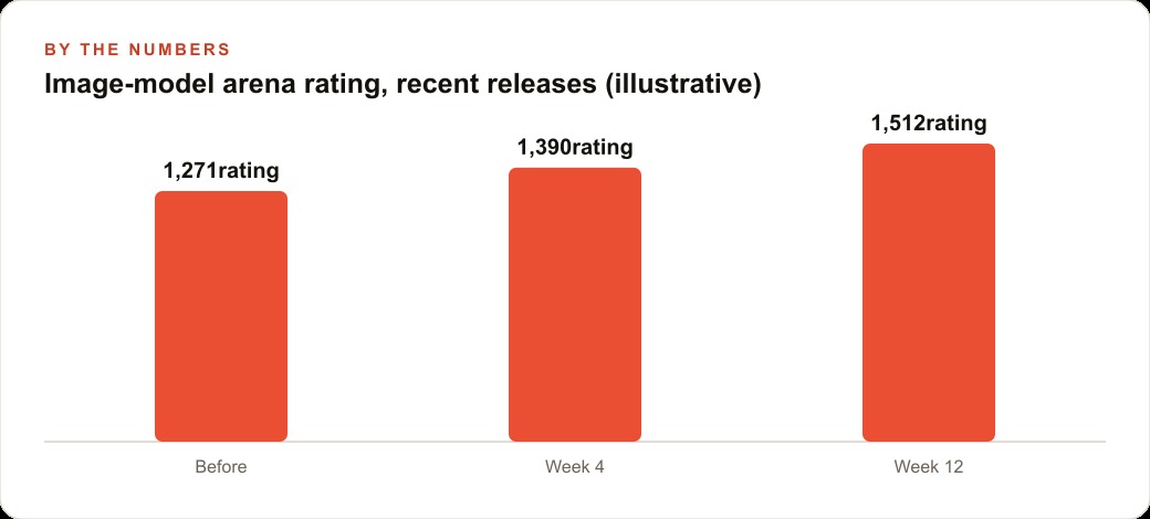 Image-model arena rating, recent releases (illustrative)