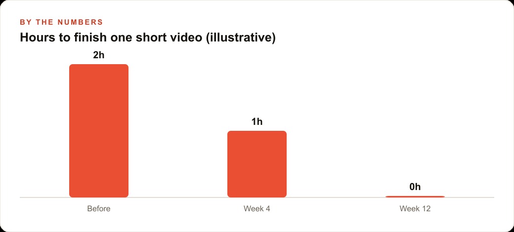 Hours to finish one short video (illustrative)