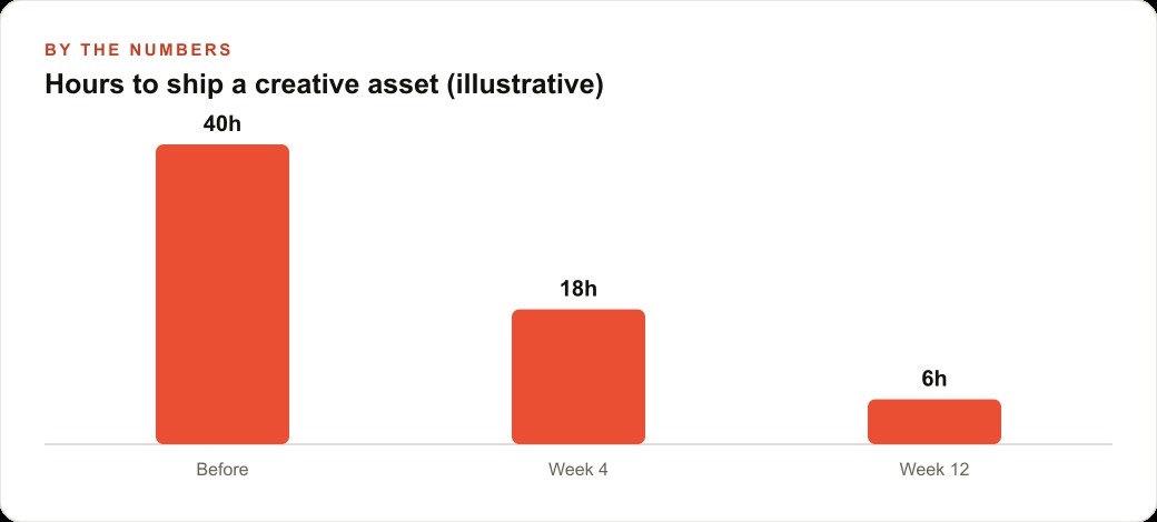 Hours to ship a creative asset (illustrative)