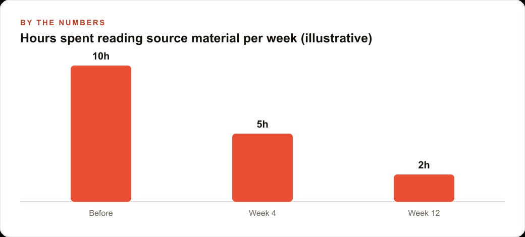 Hours spent reading source material per week (illustrative)