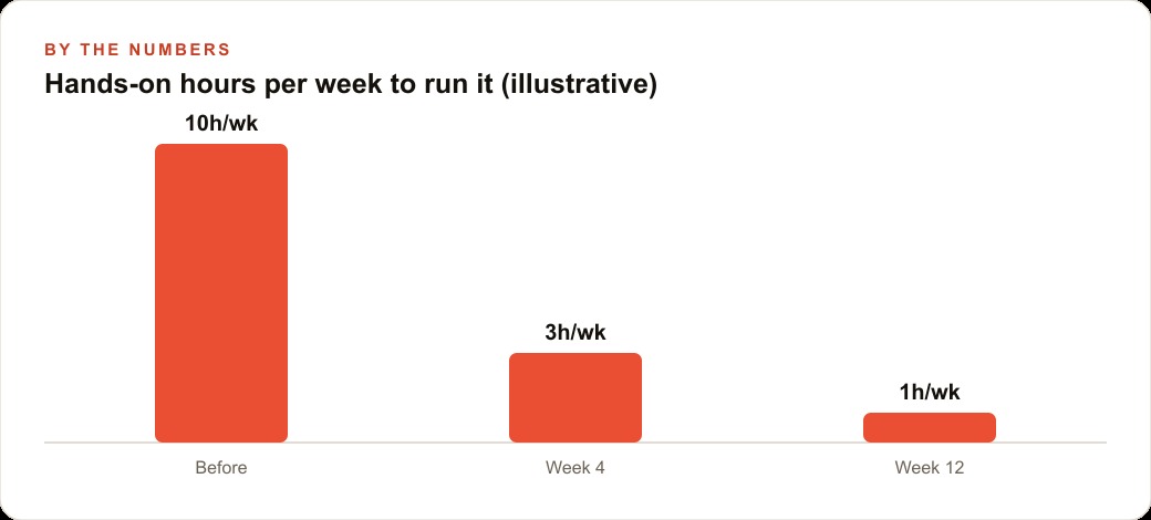 Hands-on hours per week to run it (illustrative)