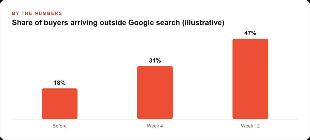 Share of buyers arriving outside Google search (illustrative)