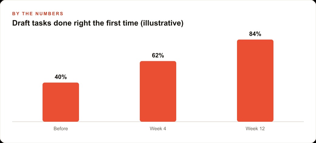 Draft tasks done right the first time (illustrative)