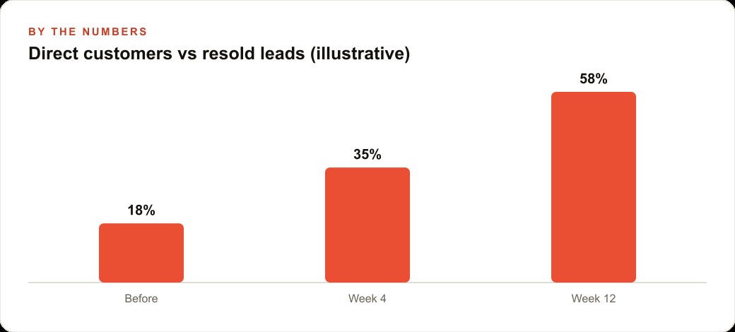 Direct customers vs resold leads (illustrative)